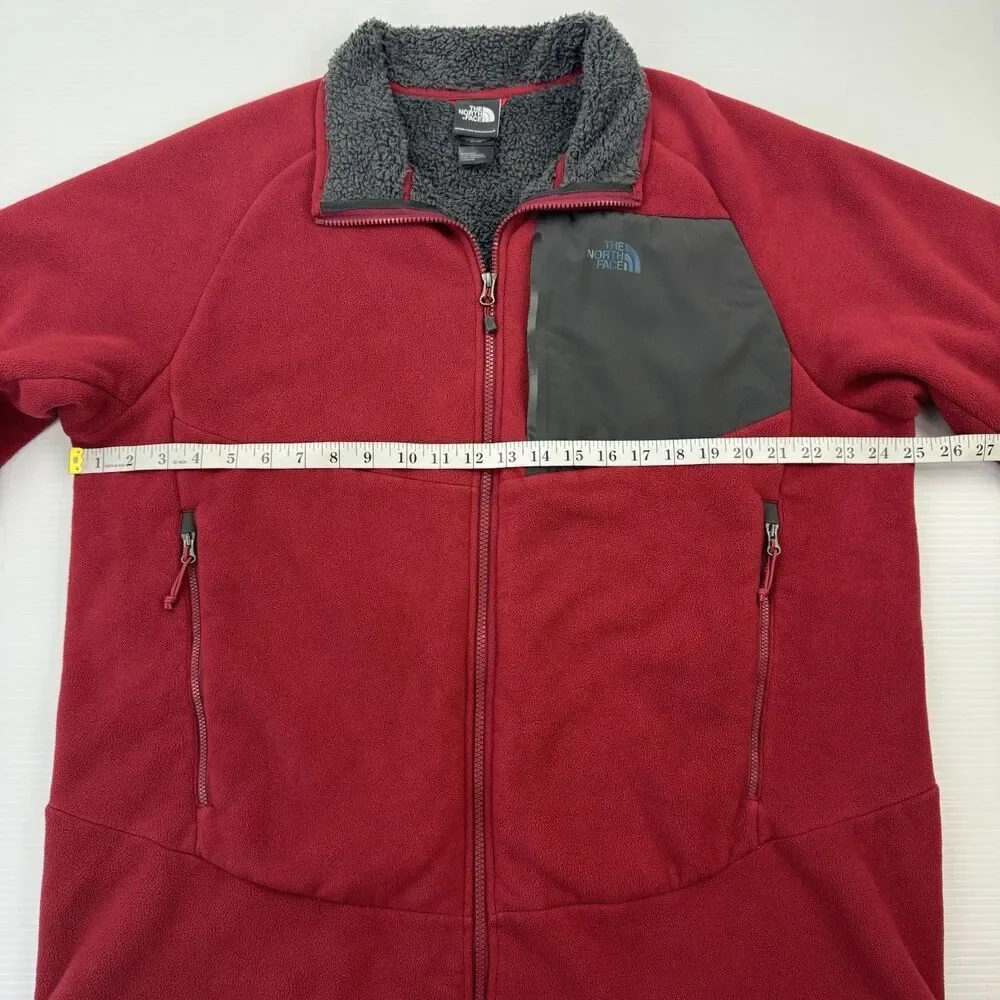 The North Face Men’s XL Red Gray Sherpa Lined Fleece Jacket Full Zip Outdoor